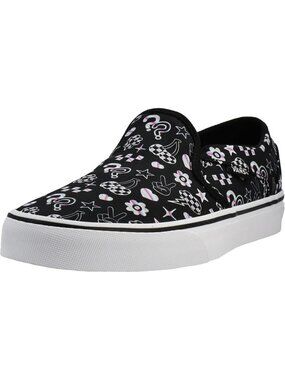 Women's Iridescent Doodle Black Closed Toe Slip On Asher Adult Low Top Sneaker